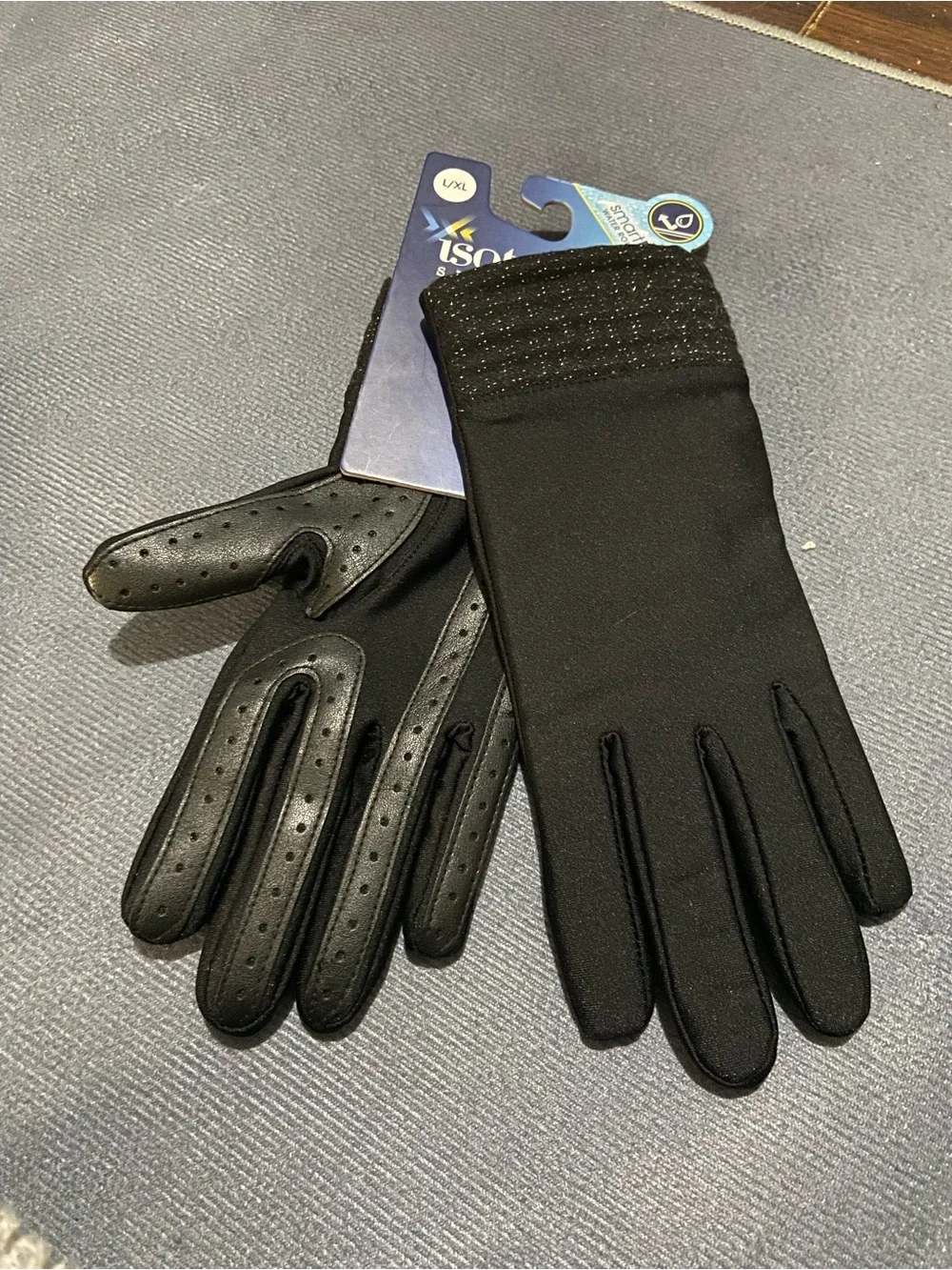 Isotoner Soft Black Gloves L/ XL Brand New